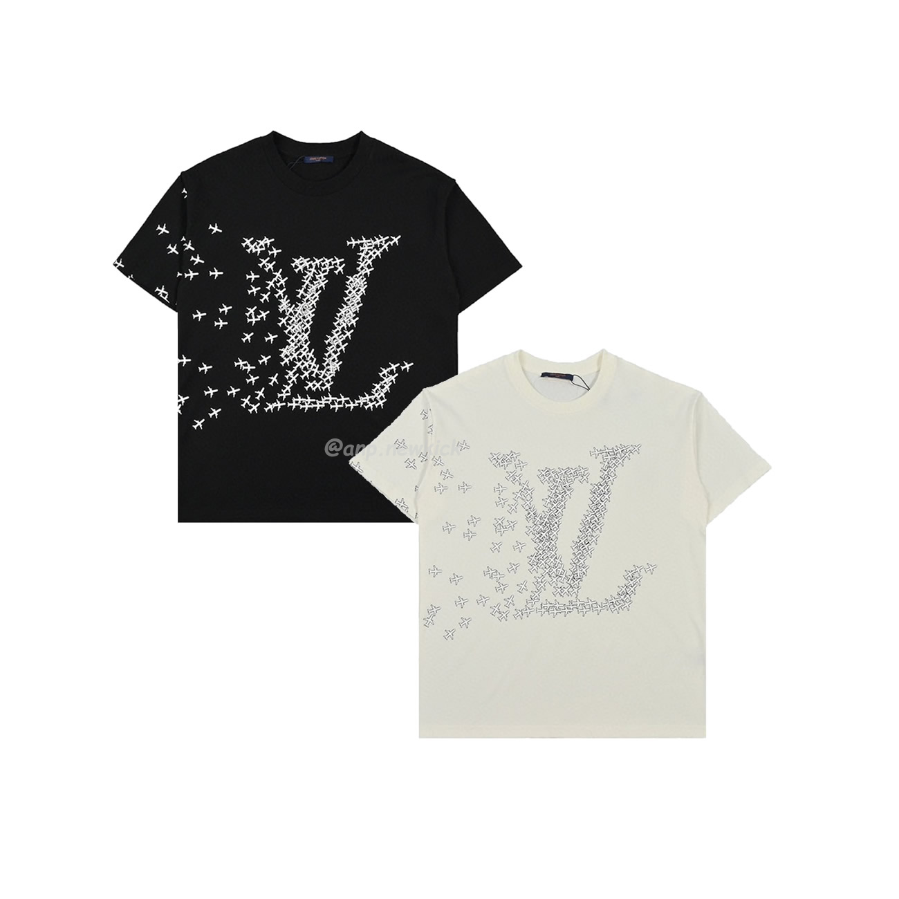 Louis Vuitton 20ss Small Aircraft Logo Printing Short Sleeved T Shirt (1) - newkick.vip